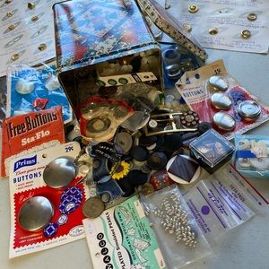 Vintage Grandma’s Junk Drawer Sewing Notions Button Lot